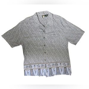 Metro One Button Up Blue Men’s Shirt w/ Tan Pattern - Size: Large